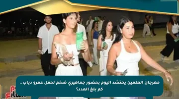 مهرجان العلمين يحتشد اليوم بحضور جماهيري ضخم لحفل عمرو دياب.. كم بلغ العدد؟